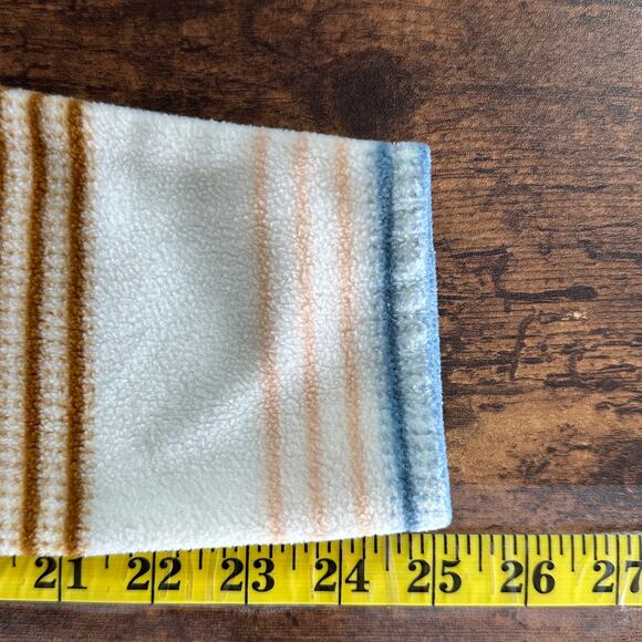 O Neill Polar Fleece Hoodie Jacket XL Cream Striped Half Zip Pocket Gorpcore - Picture 5 of 9